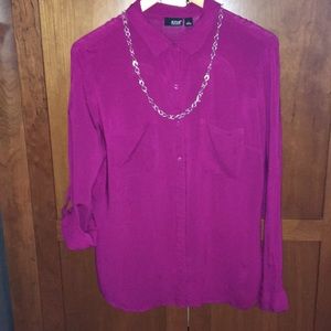 NWOT a.n.a. Silky dress blouse pink Size L